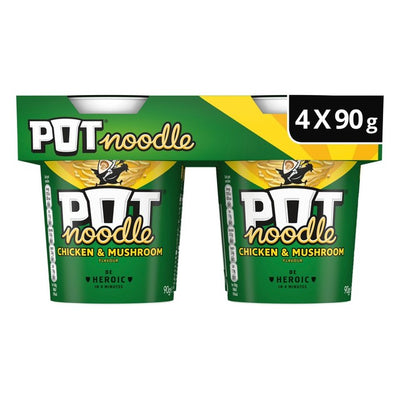 Pot Noodle Kylling & Sopp Øyeblikkelig nuddelpotte 4-pakning