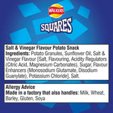 Walkers Squares Salt & Vinegar crisps 104g (British brand)