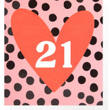 Caroline Gardner spotty pink 21st birthday card 146mm x 140mm - British product