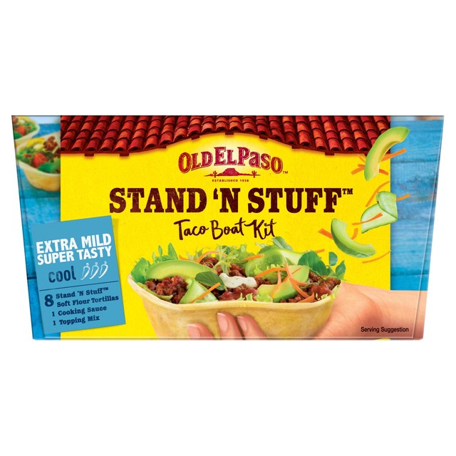 Old El Paso extra mild taco kit 329g, imported from the UK