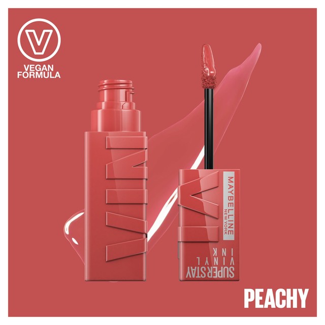 Maybelline Vinyl Ink Long Lasting Liquid Lipstick Shine Finish 15 Peachy, imported from the UK