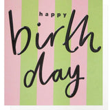 Caroline Gardner lime and pink stripe birthday card - British product