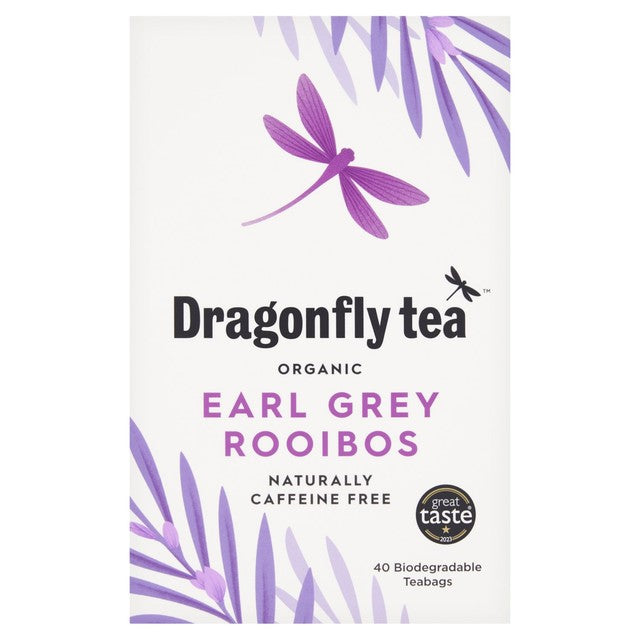 Dragonfly Rooibos Organic Earl Grey herbal tea bags - British product