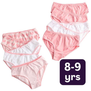 M&S Girls Cotton Stretch Heart Knickers Pink Mix 8-9 Years