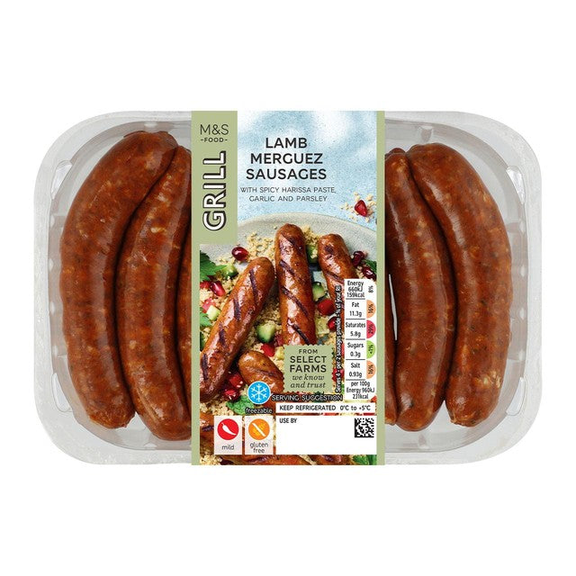 M&S Lamm Merguez Würstchen 275g, UK-Version