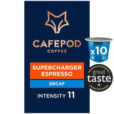 CafePod Decaf Supercharger Espresso coffee pods 10 pack - British product