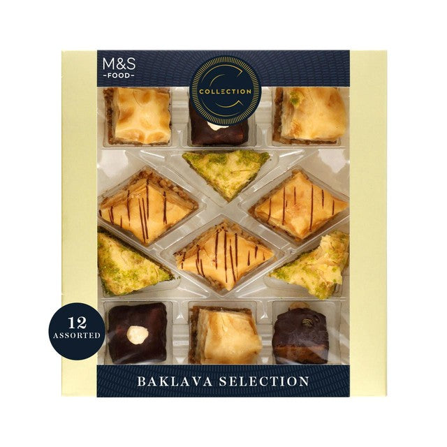 M&S assorted baklava 12 per pack, imported from the UK