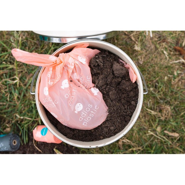 Adios Plastic compostable dog poo bags pink 120 pack - British product