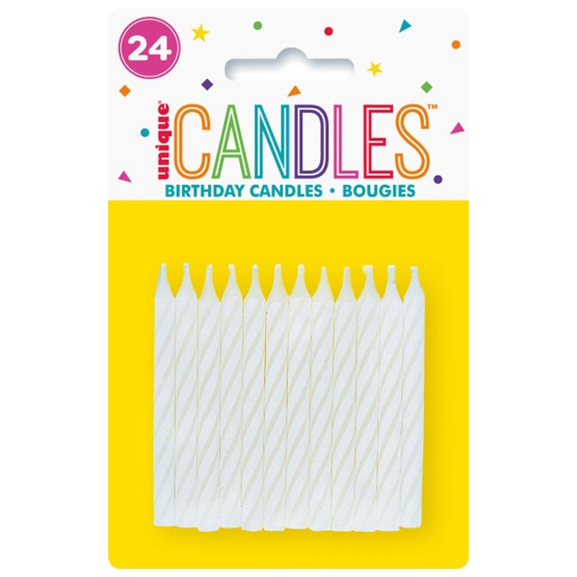 Unique Party white spiral birthday candles 24 pack (British brand)