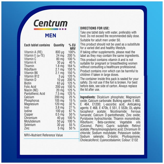 Centrum men multivitamin tablets 30s - British product