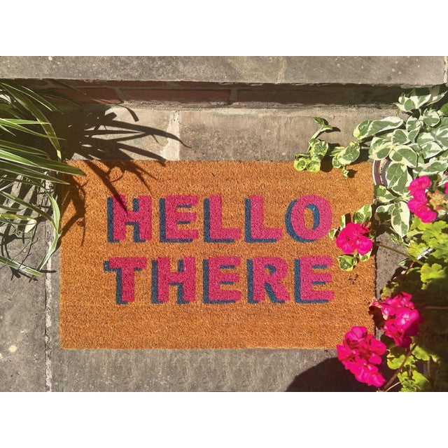 Phoenix Hello There printed coir mat 45x75cm, imported from the UK
