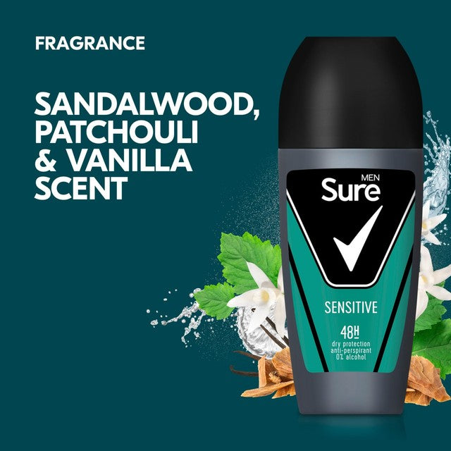 Sure men anti-perspirant deodorant roll-on sensitive 50ml (British brand)