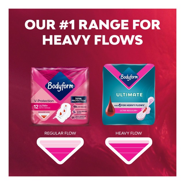 Bodyform Ultimate Ultra Regular sanitary towels 12 pack - British product