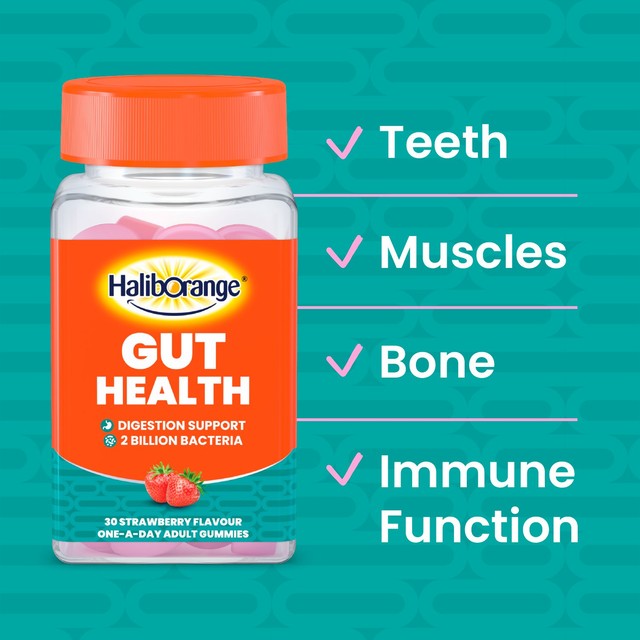Haliborange gut health digestion support strawberry gummies 30 gummies, UK version