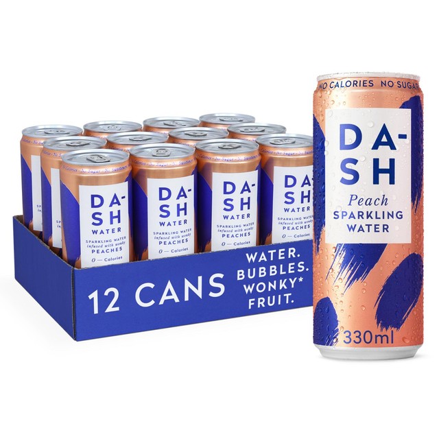 dash peach infused sparkling water 12 x 330ml - British product