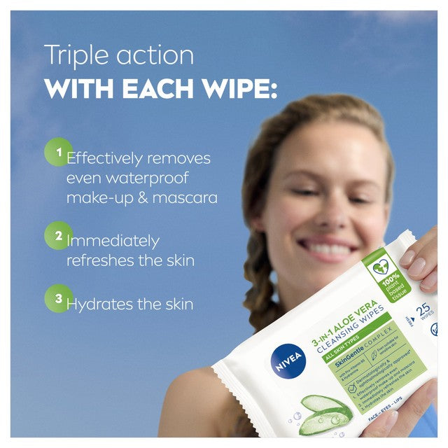 Nivea Aloe Vera face cleansing wipes, imported from the UK