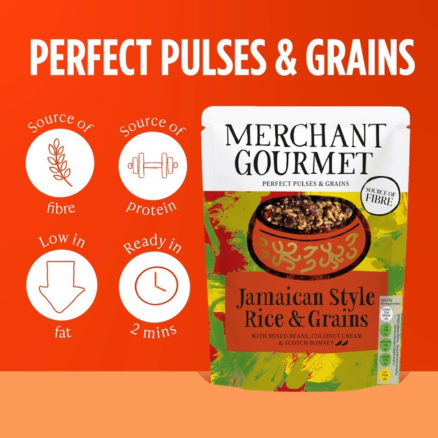 Merchant Gourmet Jamaican-Style Rice & Grains 250g, imported from the UK