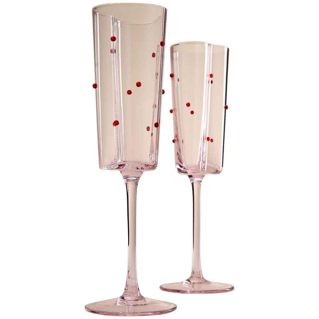M&S pink heart champagne flutes set of 2 (British brand)