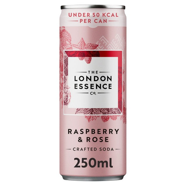 London Essence Co. raspberry and rose crafted soda 250ml, UK version