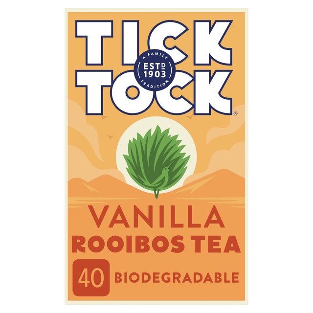 Tick Tock Vanilla Rooibos tea bags 40 per pack (British brand)