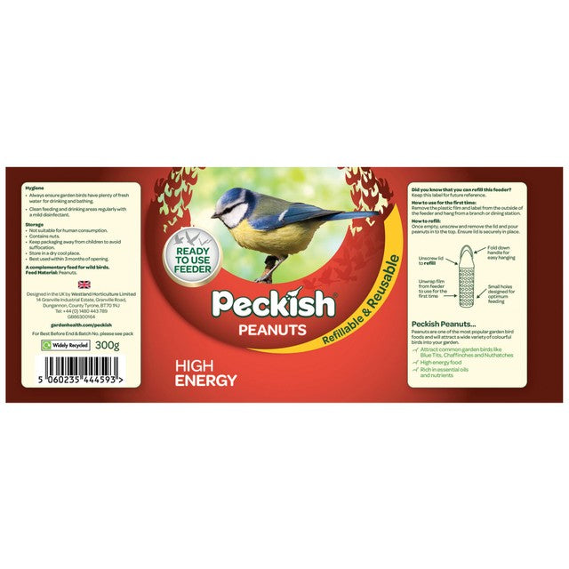 Peckish peanut bird feeder 300g, imported from the UK
