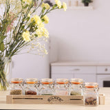 Kilner glass clip top spice jar set with wooden crate, 70ml jars, UK version