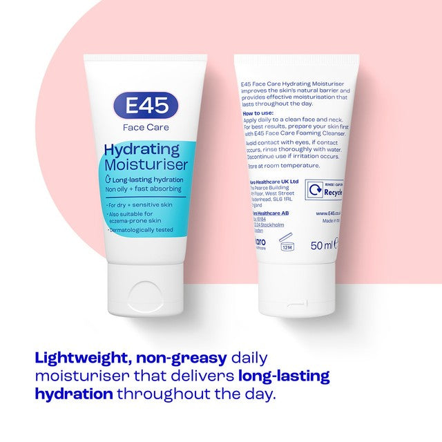 E45 face moisturiser for dry skin 50ml - British product