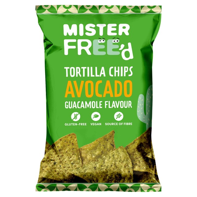 Mister Free'd tortilla chips with avocado flavour 135g, imported from the UK