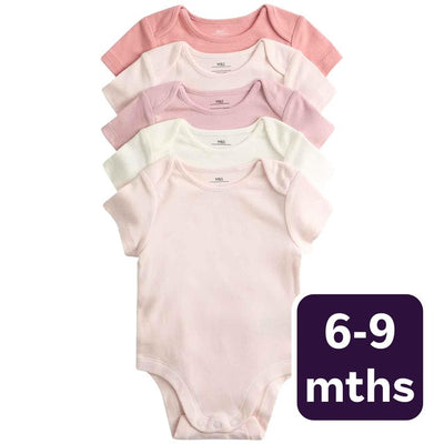 M&S Plain Sleepsuit Pink Long Sleeve Bodysuit 6-9 Months