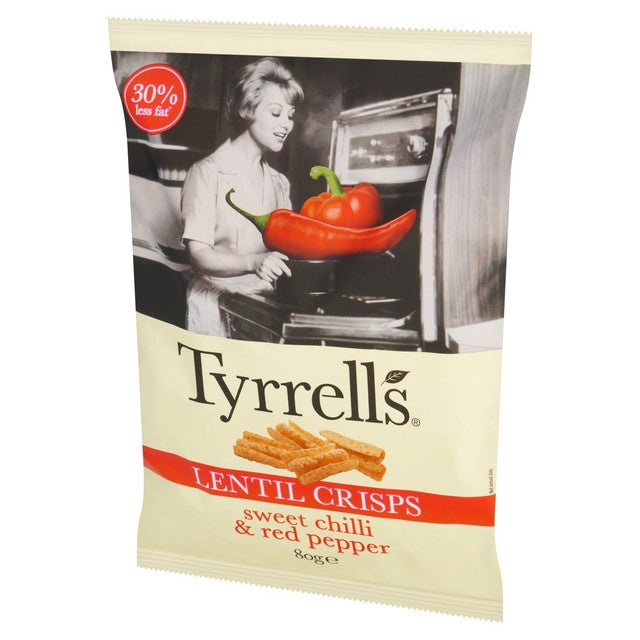 Tyrrells Lentil Sharing Crisps Sweet Chilli & Red Pepper 80g (British brand)