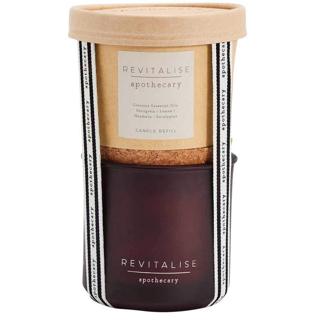 M&S Apothecary Revitalise Candle & Refill Set, amber, imported from the UK