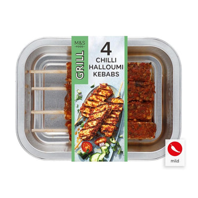 M&S 4 Chilli Halloumi Kebabs Vegetarian Snack 225g