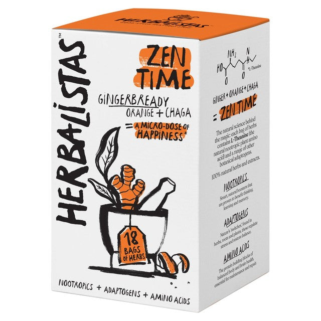 Herbalistas Zen Time herbal tea with gingerbread, orange and chaga, UK version