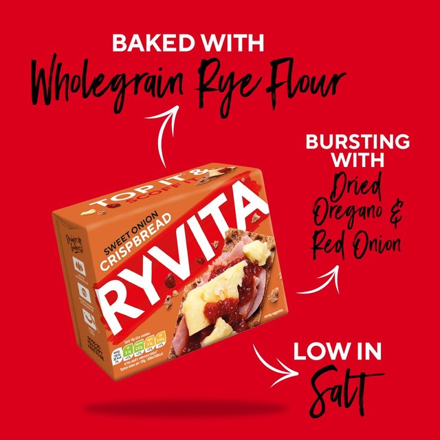 Ryvita sweet onion crispbread 200g, imported from the UK