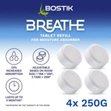 Bostik Breath dehumidifier refill tabs 250g pack of 4, UK version