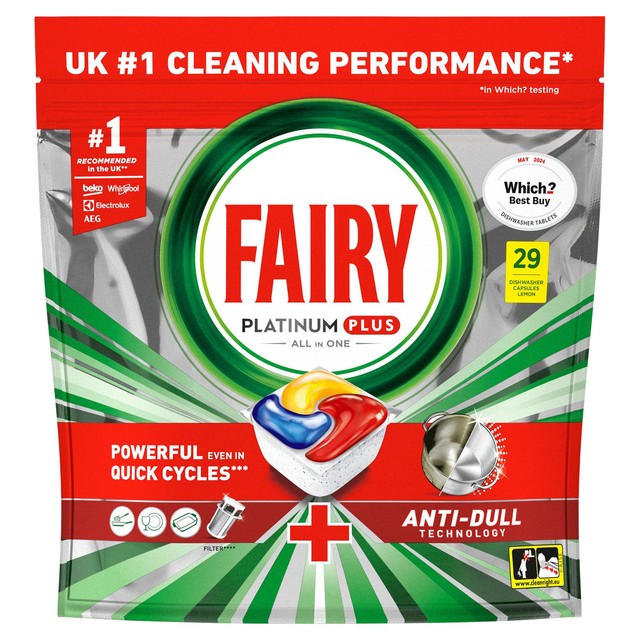 Fairy Platinum Plus Lemon dishwasher tablets - British product