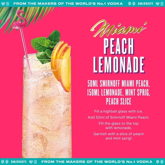 Smirnoff Miami Peach vodka 70cl (British brand)