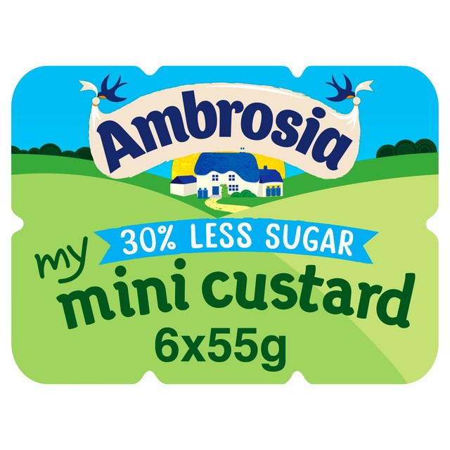 Ambrosia Mini Reduced Sugar Custard Pots 6x55g - British product