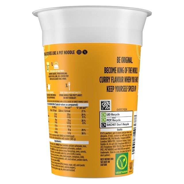 Pot Noodle Original Curry instant noodle 114g, imported from the UK