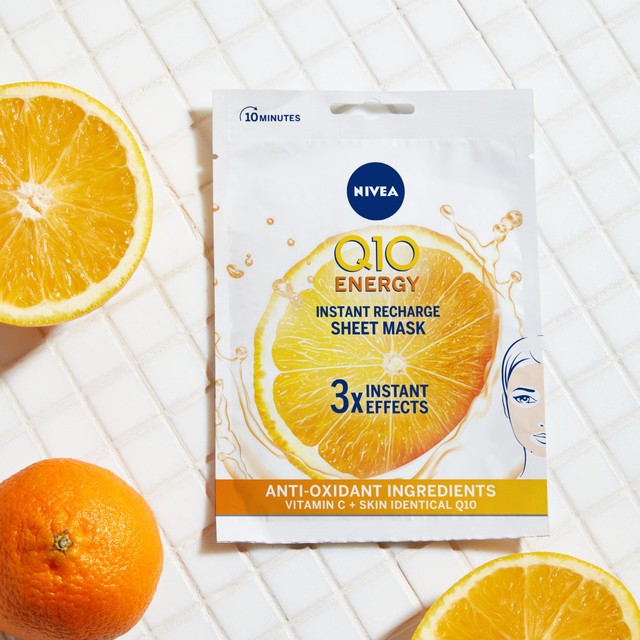 Nivea Q10 Energy Anti-Wrinkle sheet mask, imported from the UK