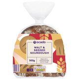 Ocado malt & seeded sourdough bread 500g, imported from the UK