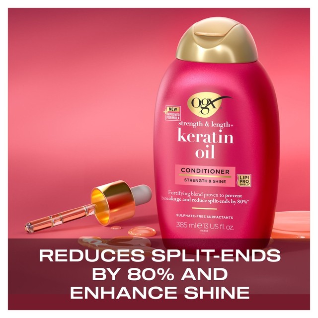 OGX Anti-Breakage+ Keratin Oil Conditioner 385ml, imported from the UK