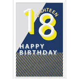 Abacus blue and yellow 18th birthday card - British product
