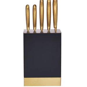 MasterClass Burnished Brass Effect Kitchen Knife Set with Wooden Storage Block 6 per pack