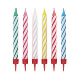 M&S Unique Party Assorted Striped Birthday Candles with Holders Pack of 12- Buy online at McGrocer