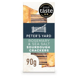 Peter's Yard Sourdough Crackers Rosemary & Sea Salt 90g, imported from the UK