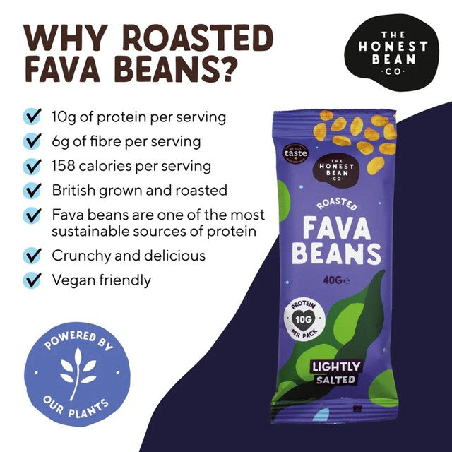 Honest Bean roasted fava bean snack sea salt and cider vinegar 40g, UK version
