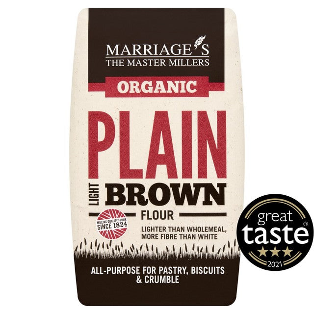 W & H Marriage organic light brown plain flour, imported from the UK