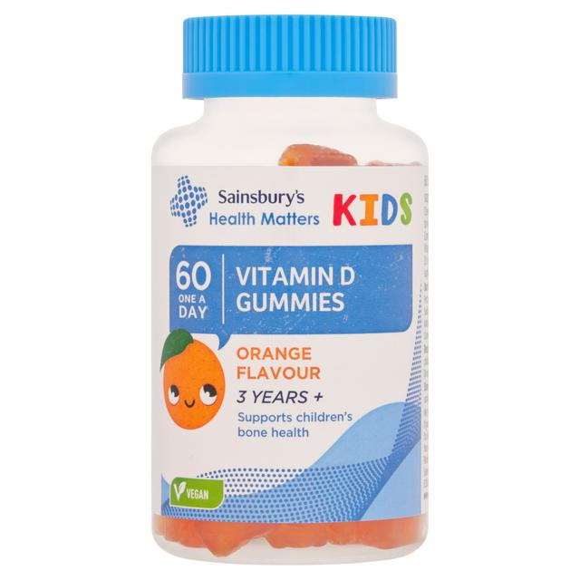 Sainsburys Health Matters Kids Orange Flavour Vitamin D Gummies 3 Years One a Day