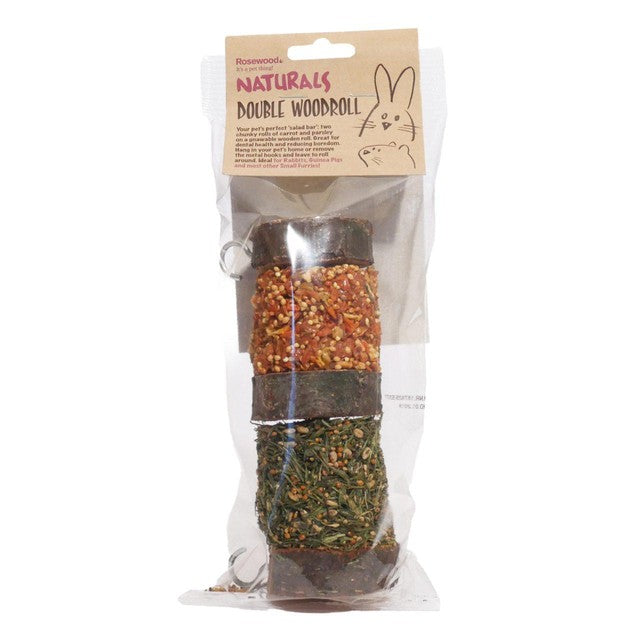 Rosewood Boredom Breaker Double Woodroll Natural Pet Treats, imported from the UK